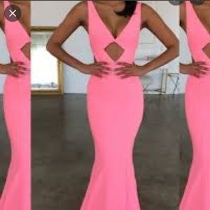 NWT White Fox Boutique Cannes gown neon pink